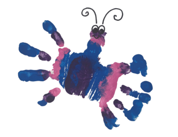 Child handprint art in the shape of a butterfly